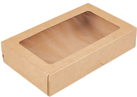 

Упаковка для пирожных с окошком Крафт OneBox 1000/b 20х12х4 см., Коричневый