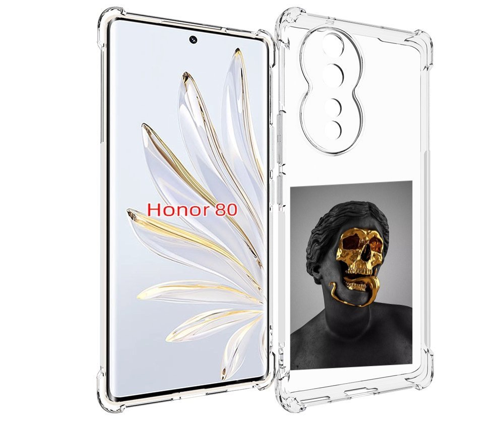 

Чехол MyPads золотой череп в статуе для Honor 80, Прозрачный, Tocco