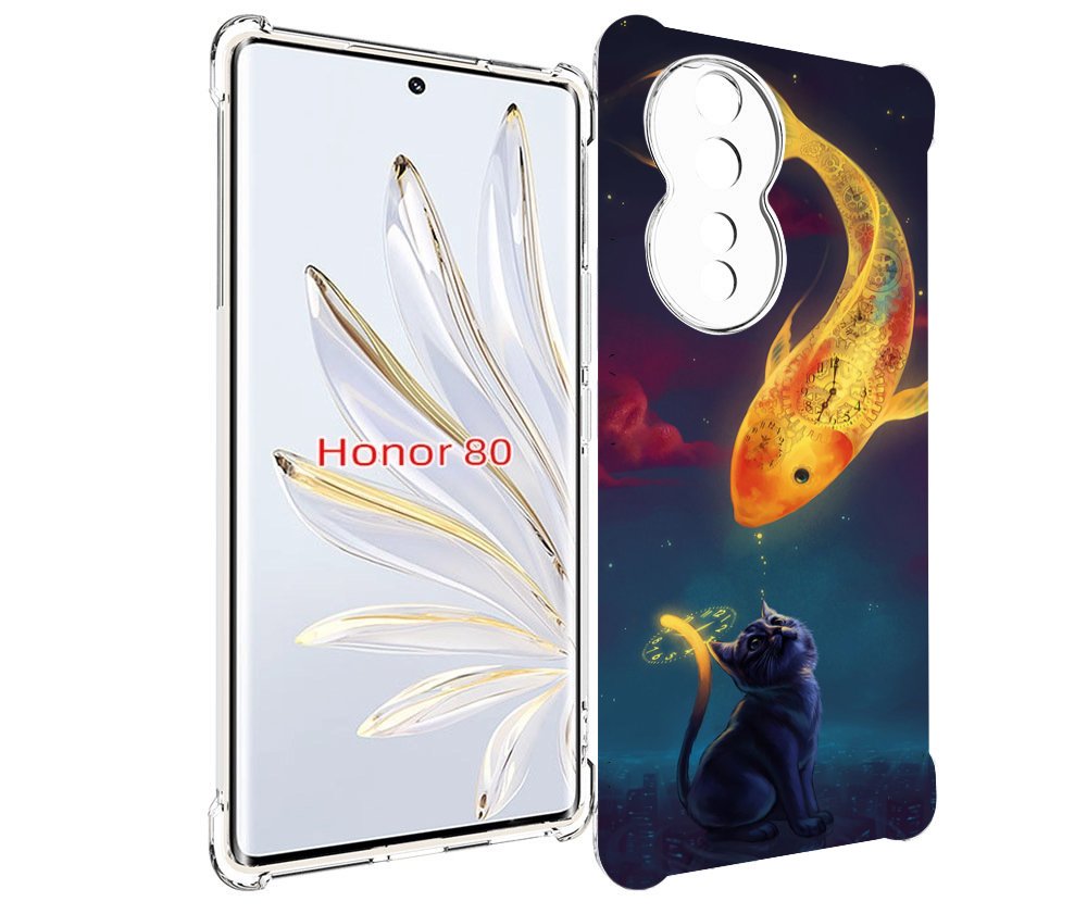 

Чехол MyPads золотая-рыбка-часовая для Honor 80, Прозрачный, Tocco