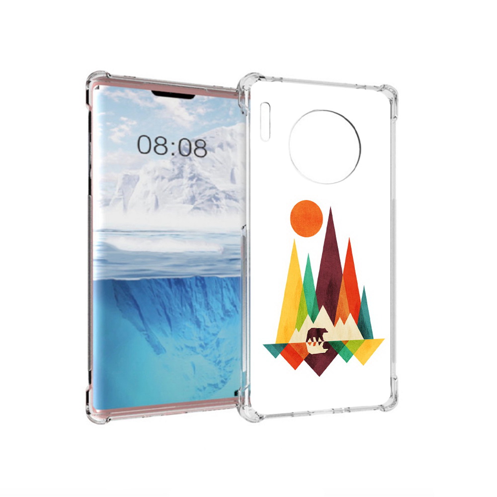 

Чехол MyPads Tocco для Huawei Mate 30 Pro нарисованные горы с медведем, Прозрачный, Tocco
