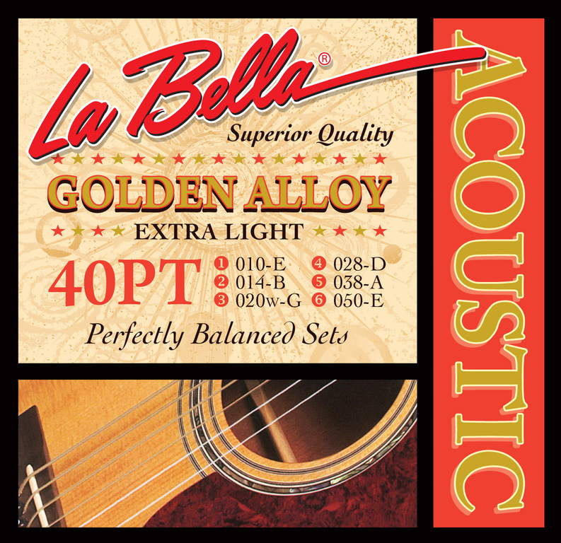 

40PT Комплект струн для акустической гитары 10-50 La Bella