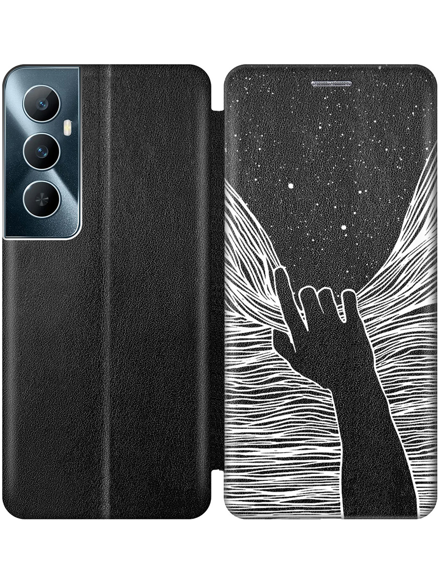 

Чехол-книжка на Realme C65 с принтом "Рука и нити" черный, 783983841