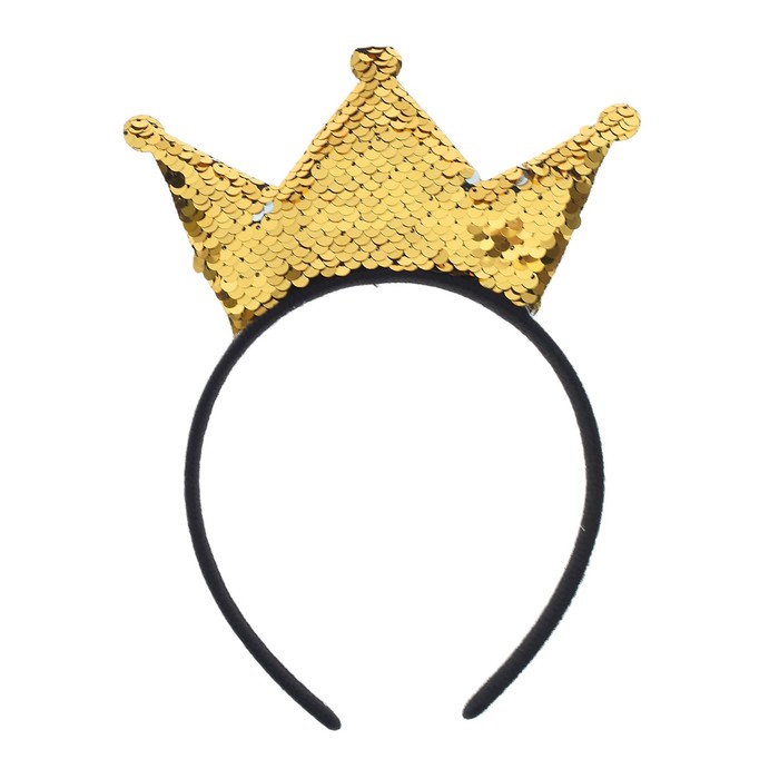 Карнавальный ободок "Корона", с пайетками, цвет золотой