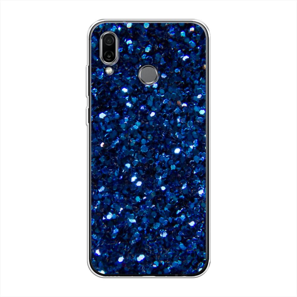фото Чехол awog "синие блестки рисунок" для huawei honor play