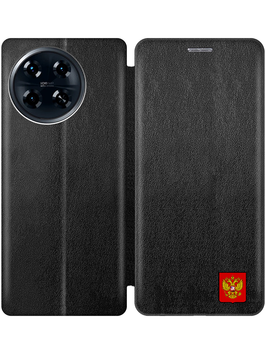 

Чехол-книжка на Tecno Spark 20 Pro+ с принтом "Герб России" черный, 783985081