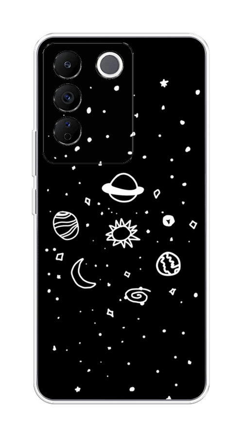 

Чехол на Vivo V27e "Дудл солнечной системы", Бежевый;серый, 268350-2