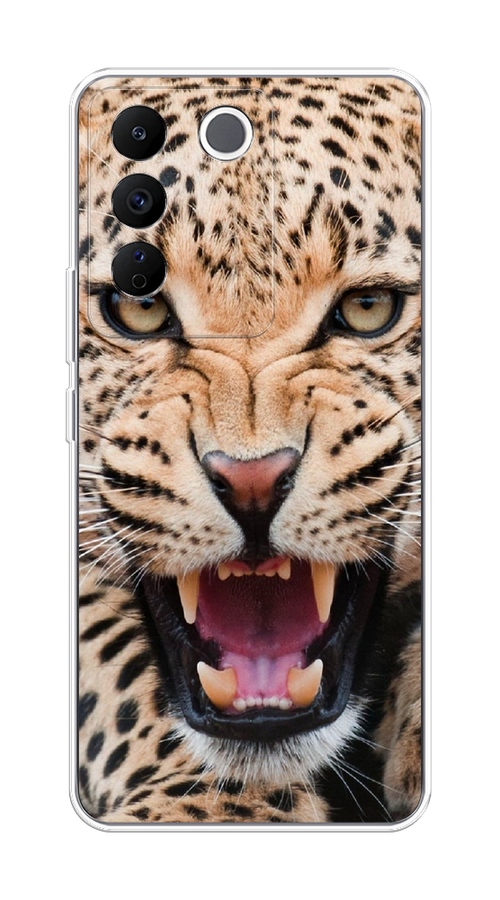 

Чехол на Vivo V27e "Леопард 3d", Бежевый;черный, 268350-6