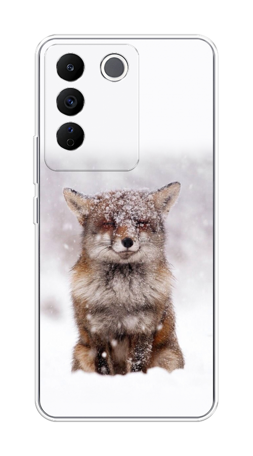 

Чехол на Vivo V27e "Зимняя лиса", Белый;серый;коричневый, 268350-1