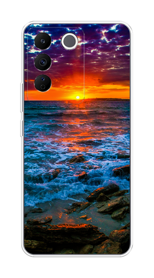 

Чехол на Vivo V27e "Закат 1", Оранжевый;синий, 268350-2