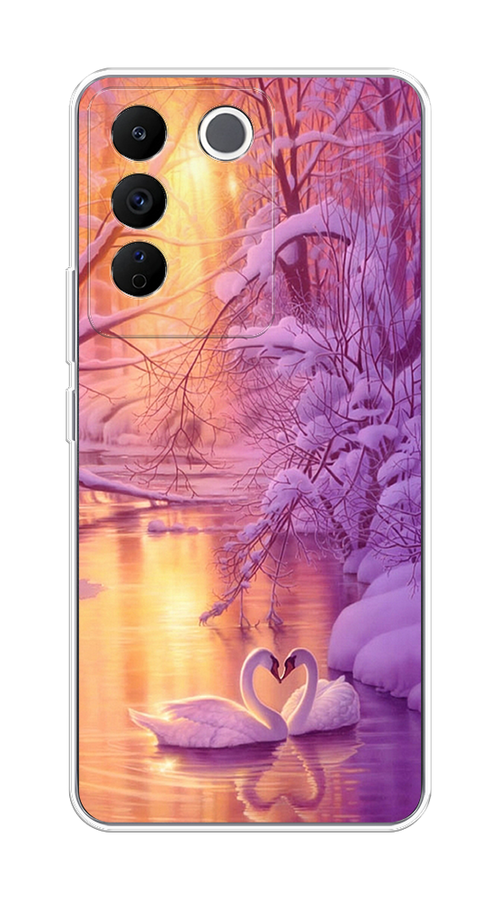 

Чехол на Vivo V27e "Зима 1", Фиолетовый;желтый, 268350-2