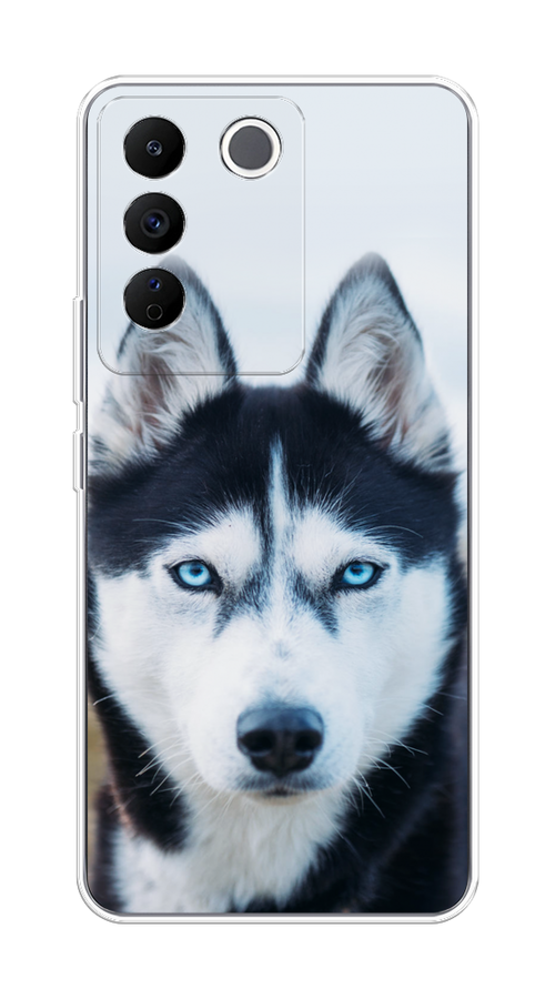 

Чехол на Vivo V27e "Хаски 2", Синий;белый, 268350-1