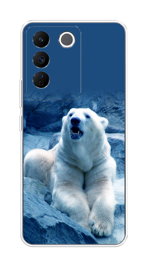 

Чехол на Vivo V27e "Белый медведь", Голубой;белый, 268350-1