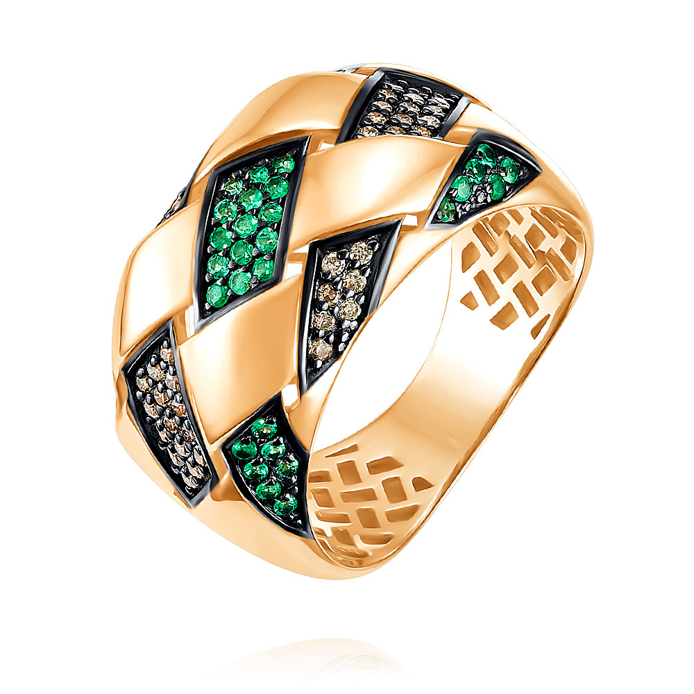 

Кольцо из красного золота с изумрудом/бриллиантом р.  ADAMAS 14040230/01-А50Ч-483, 14040230/01-А50Ч-483