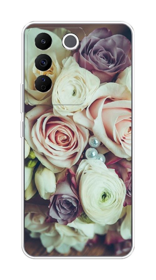 

Чехол на Vivo V27e "Свадебный букет", Белый;фиолетовый, 268350-2