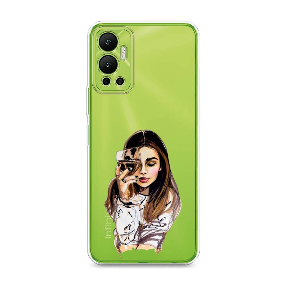 

Чехол Awog на Infinix Hot 12 "Девушка с бокалом", Разноцветный, 3101350-7