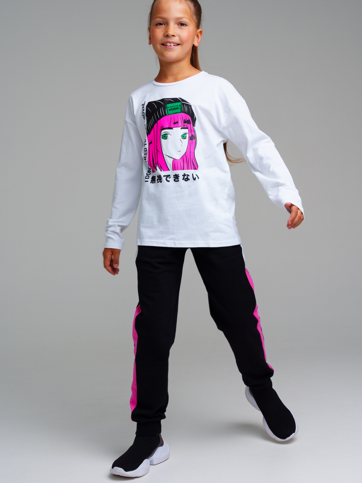 Фуфайка для девочек PlayToday (футболка), белый,цветной, 152
