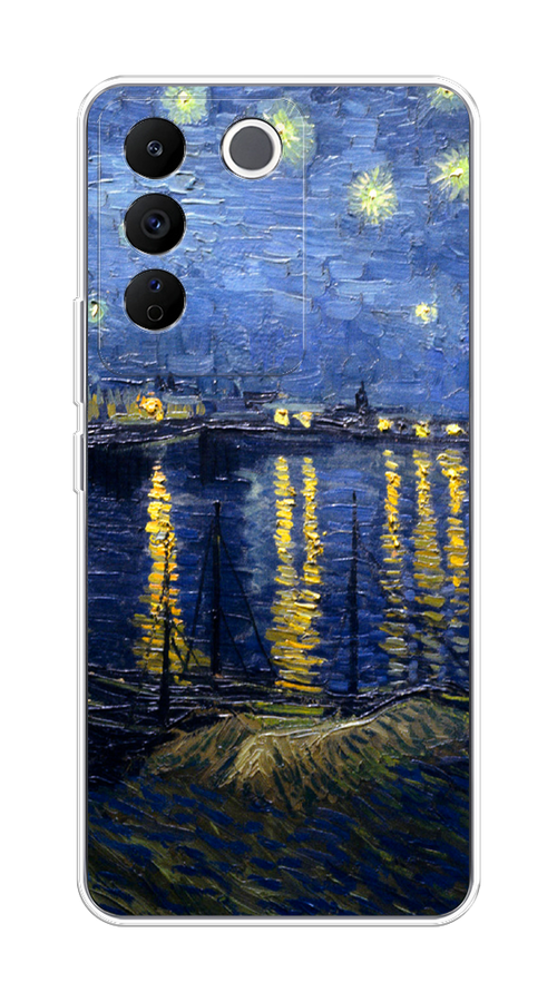 

Чехол на Vivo V27e "Звездная ночь над Роной", Синий;желтый, 268350-4