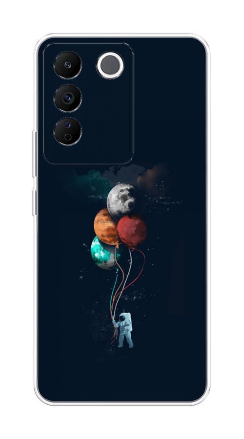 

Чехол на Vivo V27e "Космонавт с шариками", Разноцветный, 268350-4
