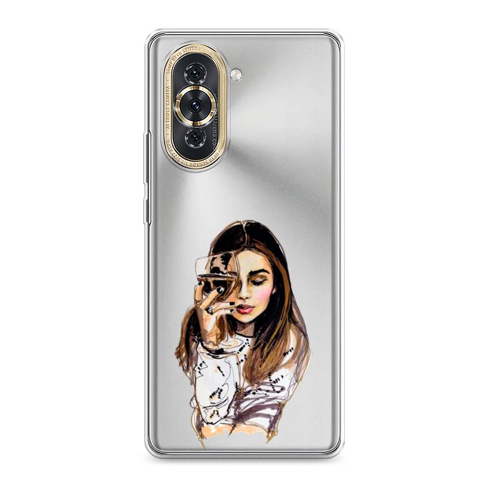 

Чехол Awog на Huawei Nova 10 "Девушка с бокалом", Разноцветный, 6108950-7