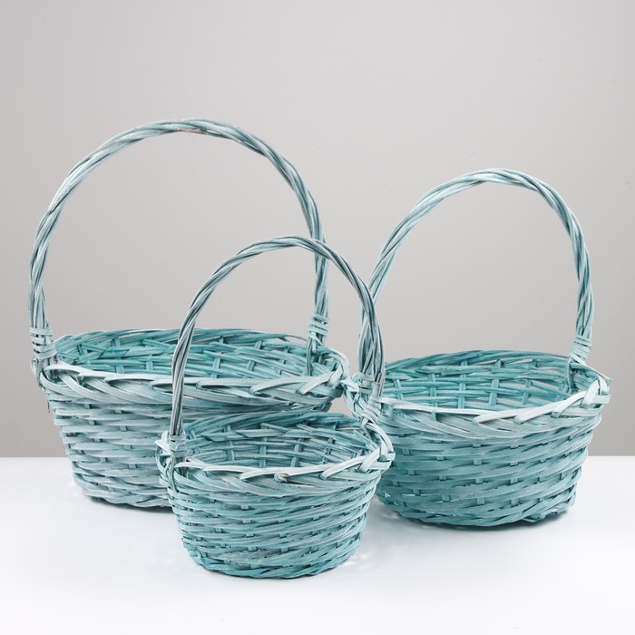 

Набор корзин плетёных 3 шт, 38x17x42 см, зеленый