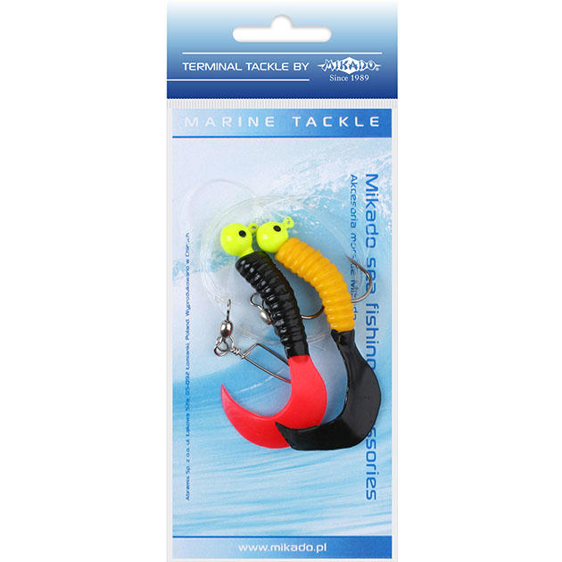 Морская оснастка Mikado PILK TWIST JIGHEAD RIG 7.5 см, 6 г. (2шт.) YELLOW/RED/BLACK