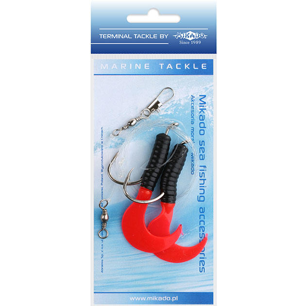 Морская оснастка Mikado PILK D-TWIST RIG 7.5см,, крючок № 6/0 (2шт.) RED/BLACK_1