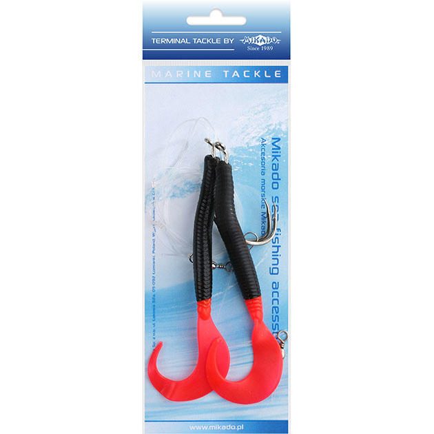 фото Морская оснастка mikado pilk d-twist rig 14см,, крючок № 8/0 (2шт.) black/red