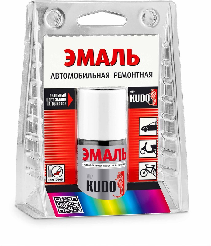 Эмаль автомобильная ремонтная с кисточкой Белый 201 15мл KUDO KU70201BB 100041208056