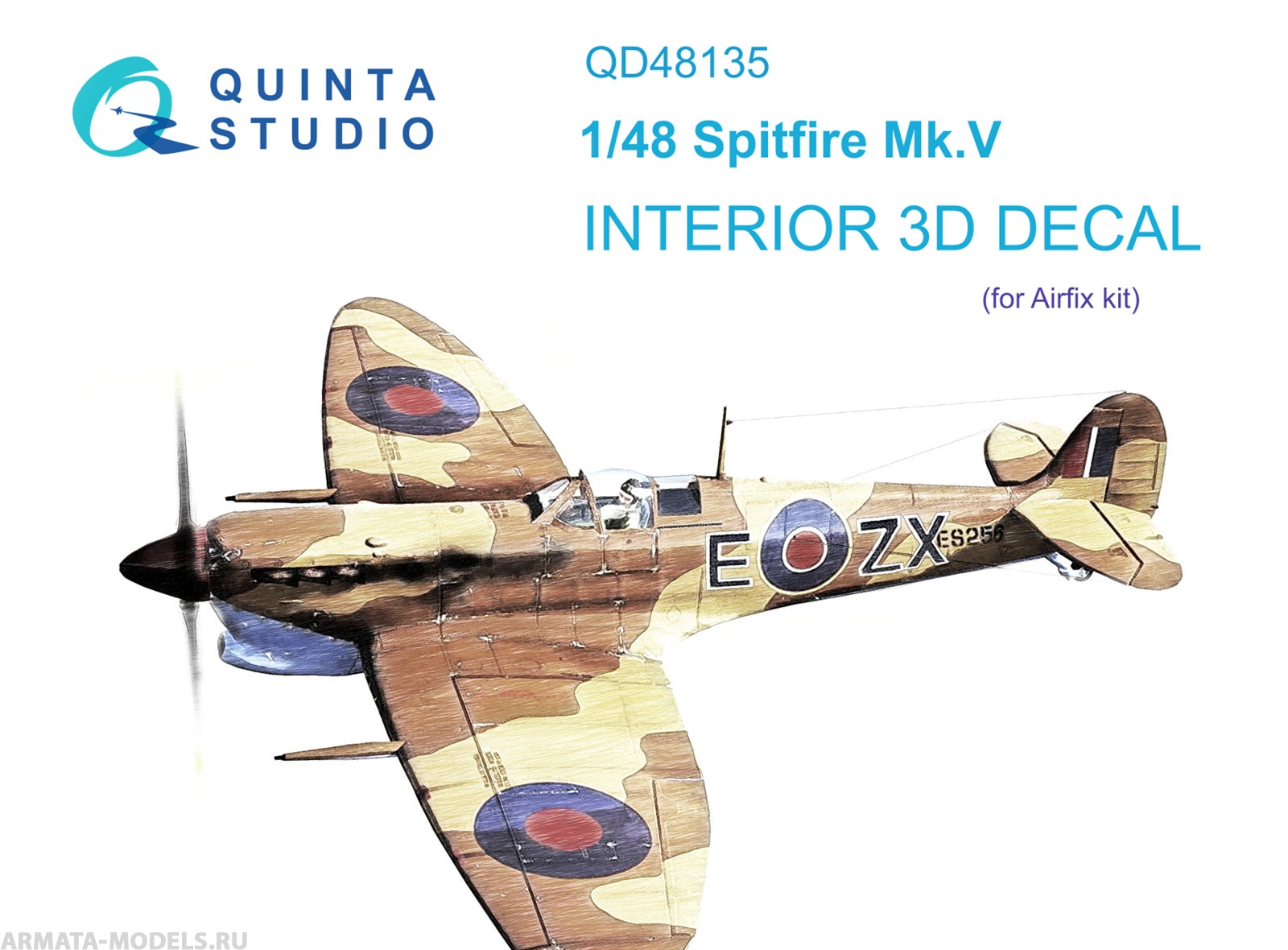 фото Qd48135 3d декаль интерьера spitfire mk.v airfix quinta studio