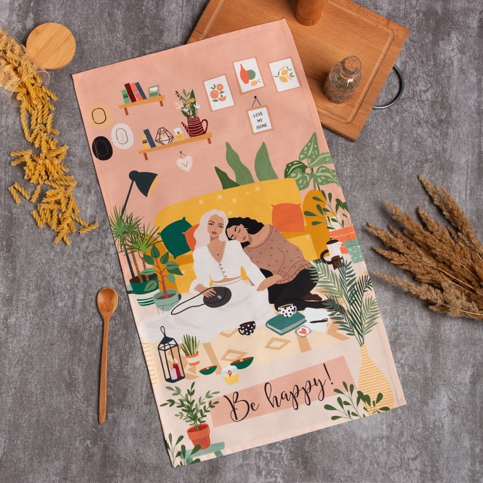 

Полотенце Этель Be happy 40х73 см, саржа, 100% хлопок, 190 г/м2, Sweet home Этель