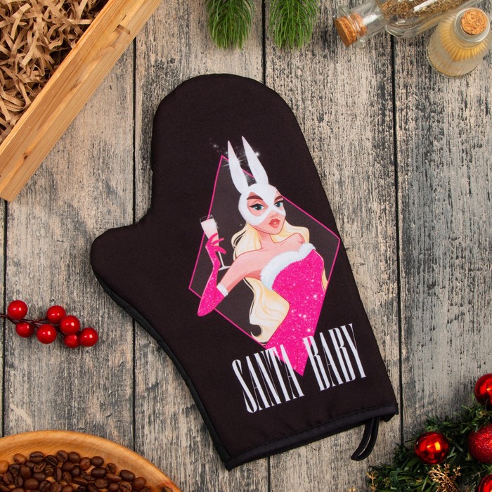 

Варежка-прихватка "Доляна" Santa baby 20х28 см, габардин, 35% х/л, 65% п/э, ватин 250 г/м2, Кухонный текстиль Символ года 2023