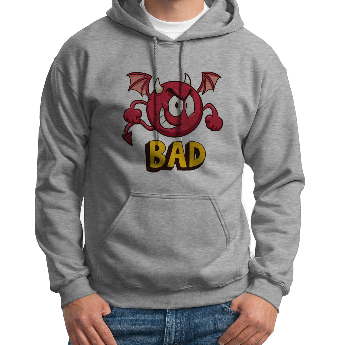 

Худи унисекс CoolPodarok Bad плохой серое 52 RU, S0114040