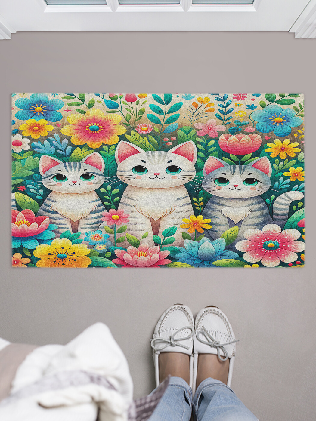 

Коврик придверный JoyArty Коты в цветах, door_sd1091