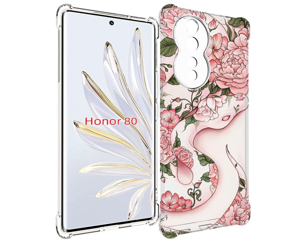 

Чехол MyPads змея-в-розовых-цветах женский для Honor 80, Прозрачный, Tocco