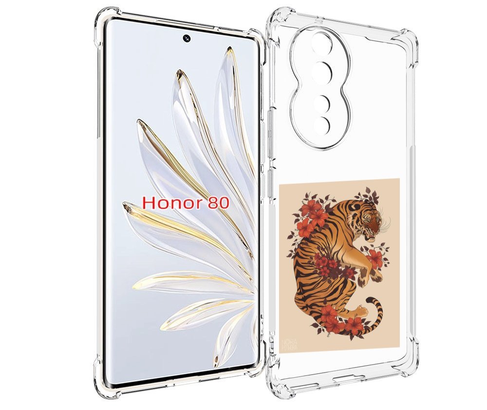 

Чехол MyPads злой-тигр-с-цветами для Honor 80, Прозрачный, Tocco