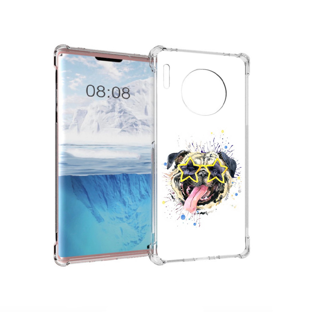 

Чехол MyPads Tocco для Huawei Mate 30 Pro мопс боксер, Прозрачный, Tocco