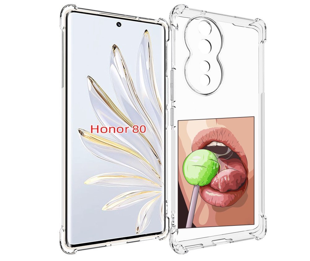 

Чехол MyPads зеленый-чупа-чупс женский для Honor 80, Прозрачный, Tocco