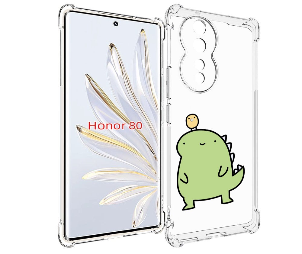 

Чехол MyPads зеленый-динозаврик детский для Honor 80, Прозрачный, Tocco