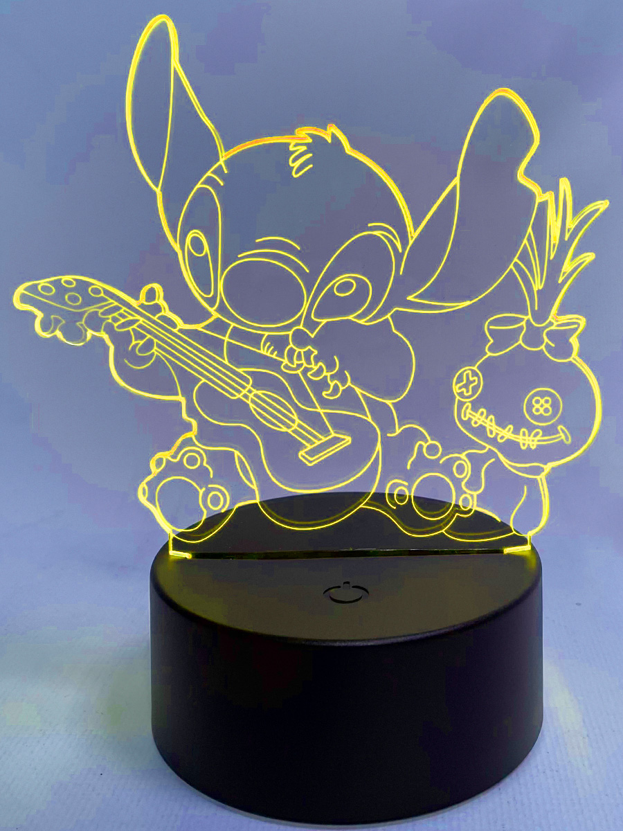 Настольный 3D светильник ночник StarFriend Лило и Стич Lilo & Stitch 7 цветов usb 17 см