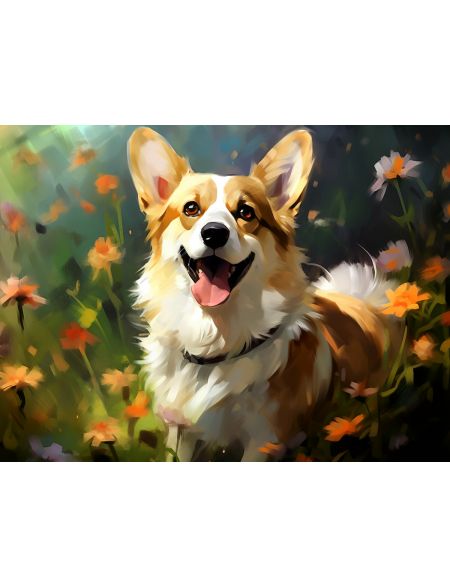 

Алмазная мозаика без подрамника Весёлая корги, 50x40 см, 50 цветов, 80551, РА-612