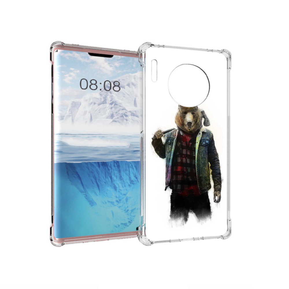 

Чехол MyPads Tocco для Huawei Mate 30 Pro медведь с топором, Прозрачный, Tocco