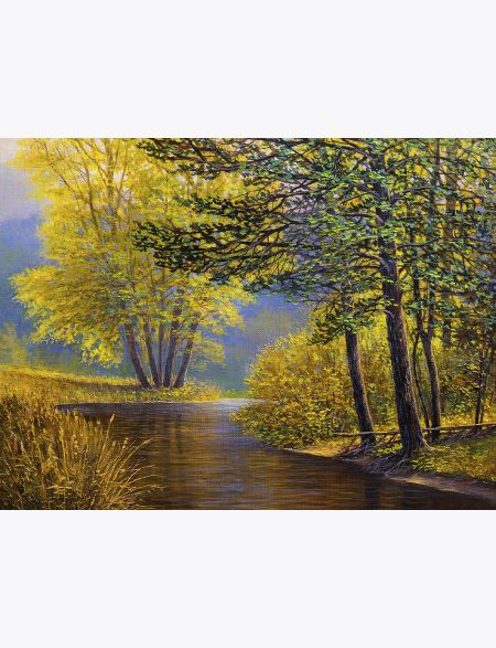 

Алмазная мозаика без подрамника Осенний лес у реки, 40x30 см, 56999, РА-110