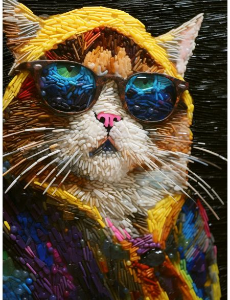 

Алмазная мозаика без подрамника Крутой кот, 90x70 см, 50 цветов, 80533, РА-610