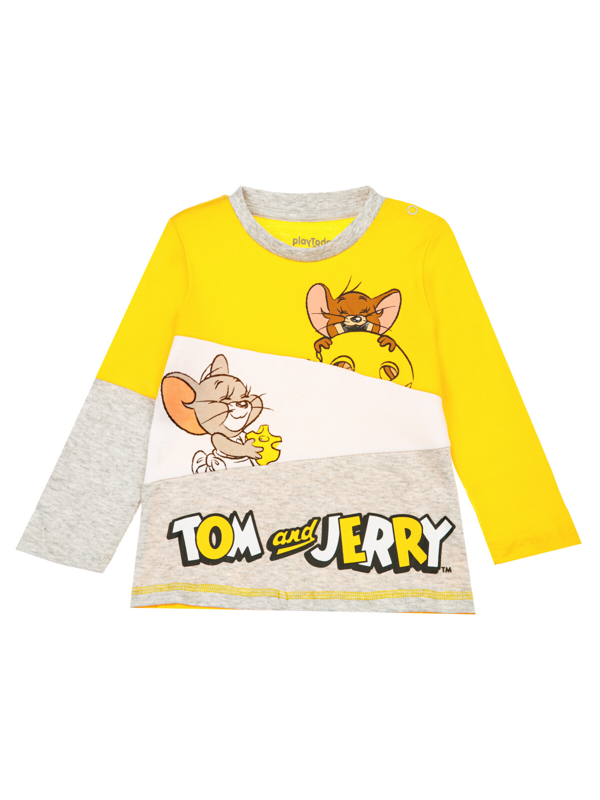 детская для мальчиков PlayToday (футболка), серый меланж,жёлтый,белый, 92