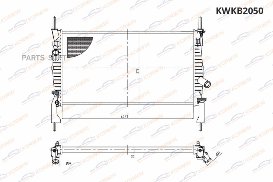 

Радиатор охлаждения Ford Transit 2.2-2.4TDCI AC- (06-) MT сборный