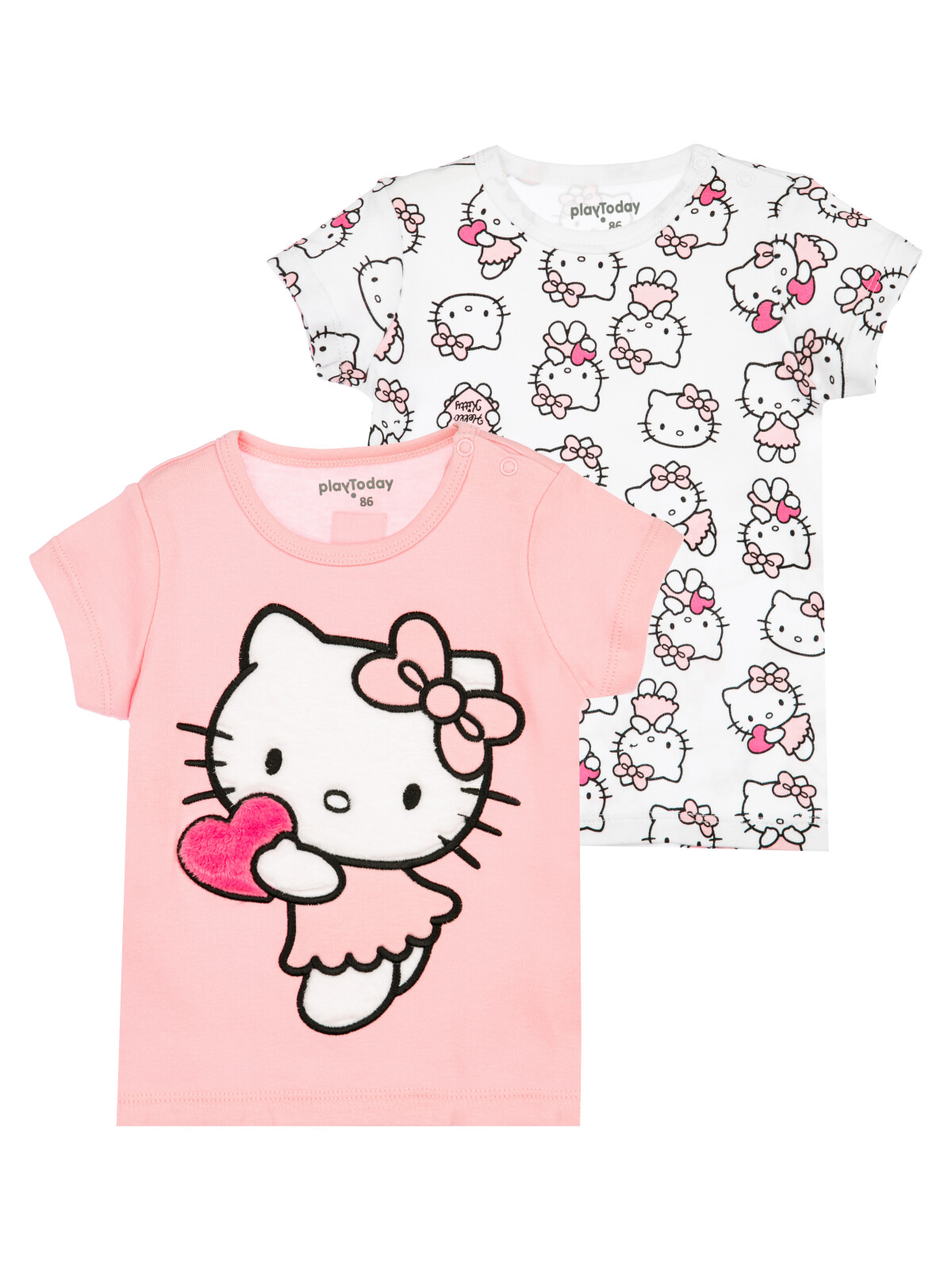 детская для девочек PlayToday (футболка), 2 шт в комплекте, белый,светло-розовый, 80