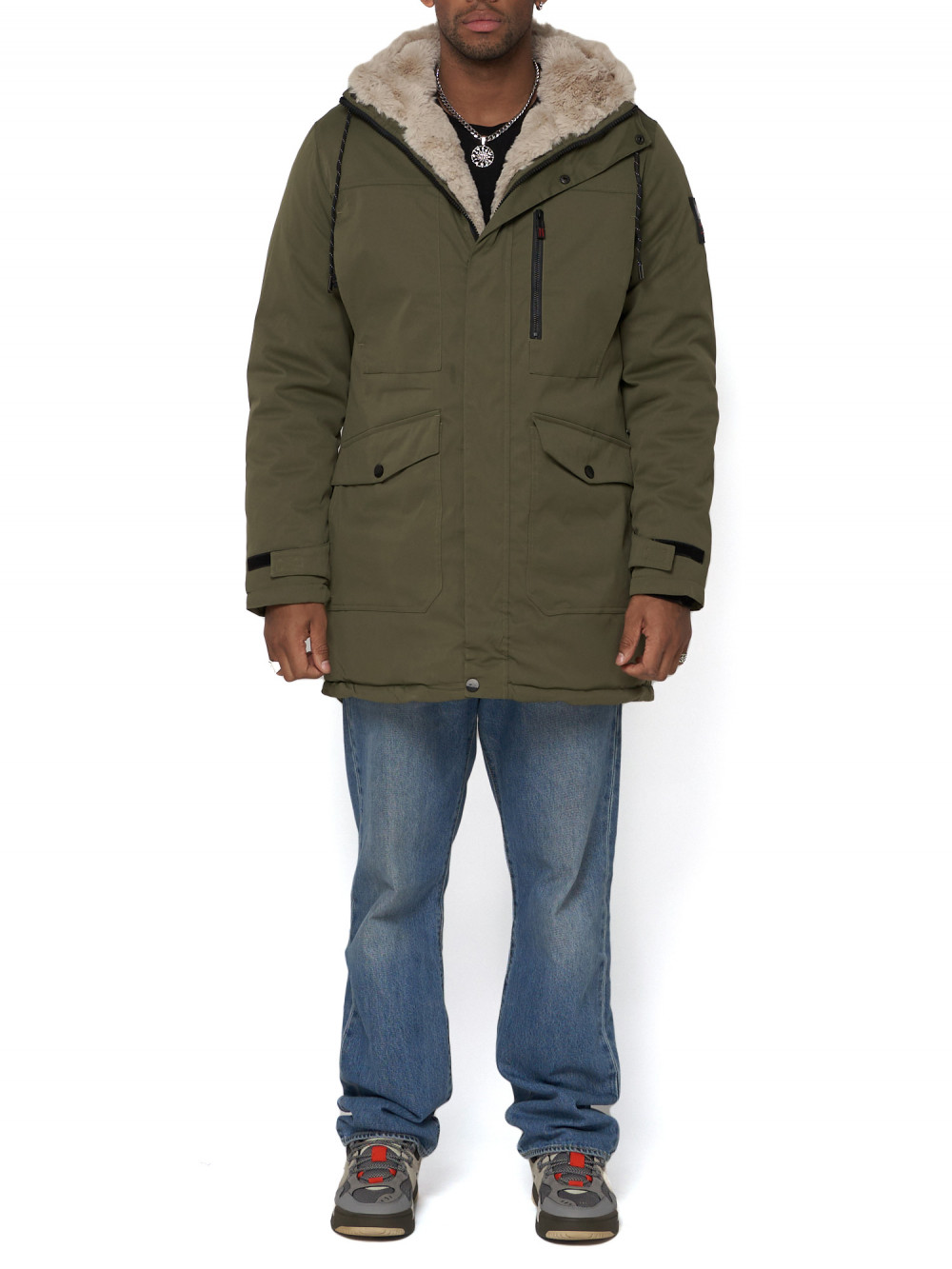 

Парка мужская NoBrand AD93598 хаки XL, AD93598