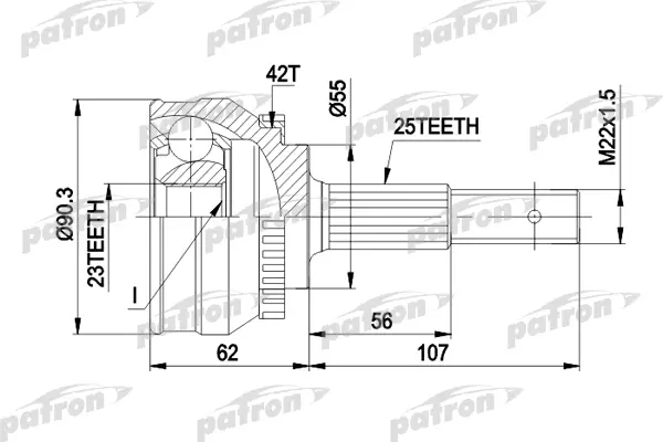 

ШРУС наружн к-кт 25x55x23 ABS:42T NISSAN: ALMERA /2.0D 95-, SUNNY91-95 PATRON PCV1275