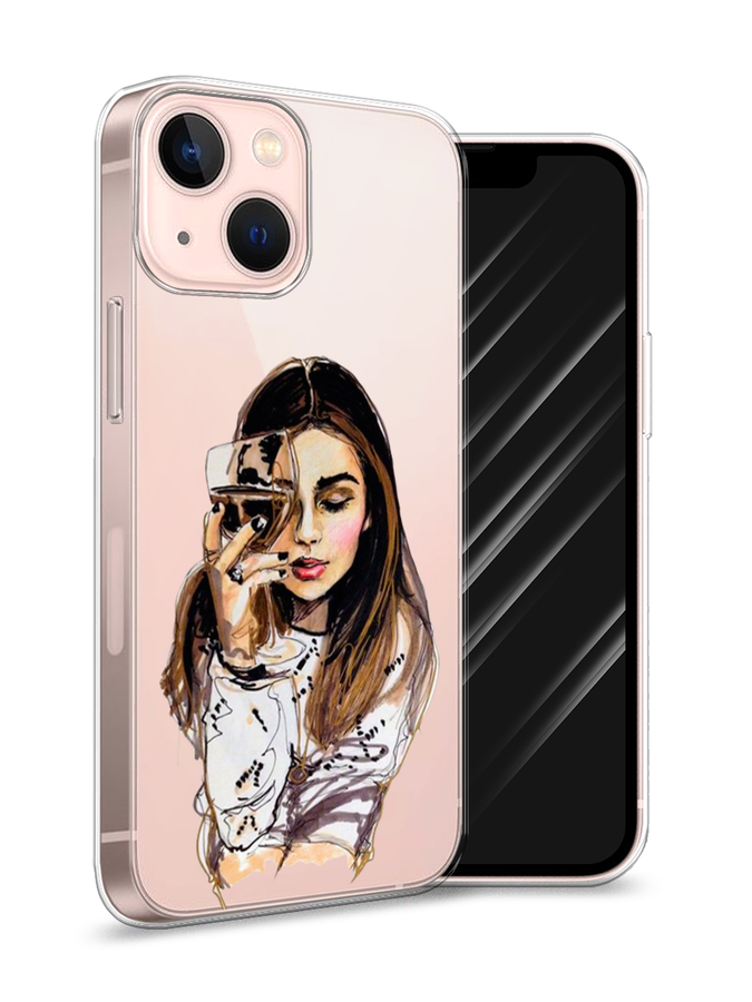 

Чехол Awog на Apple iPhone 13 mini / Айфон 13 mini "Девушка с бокалом", Разноцветный, 14150-7