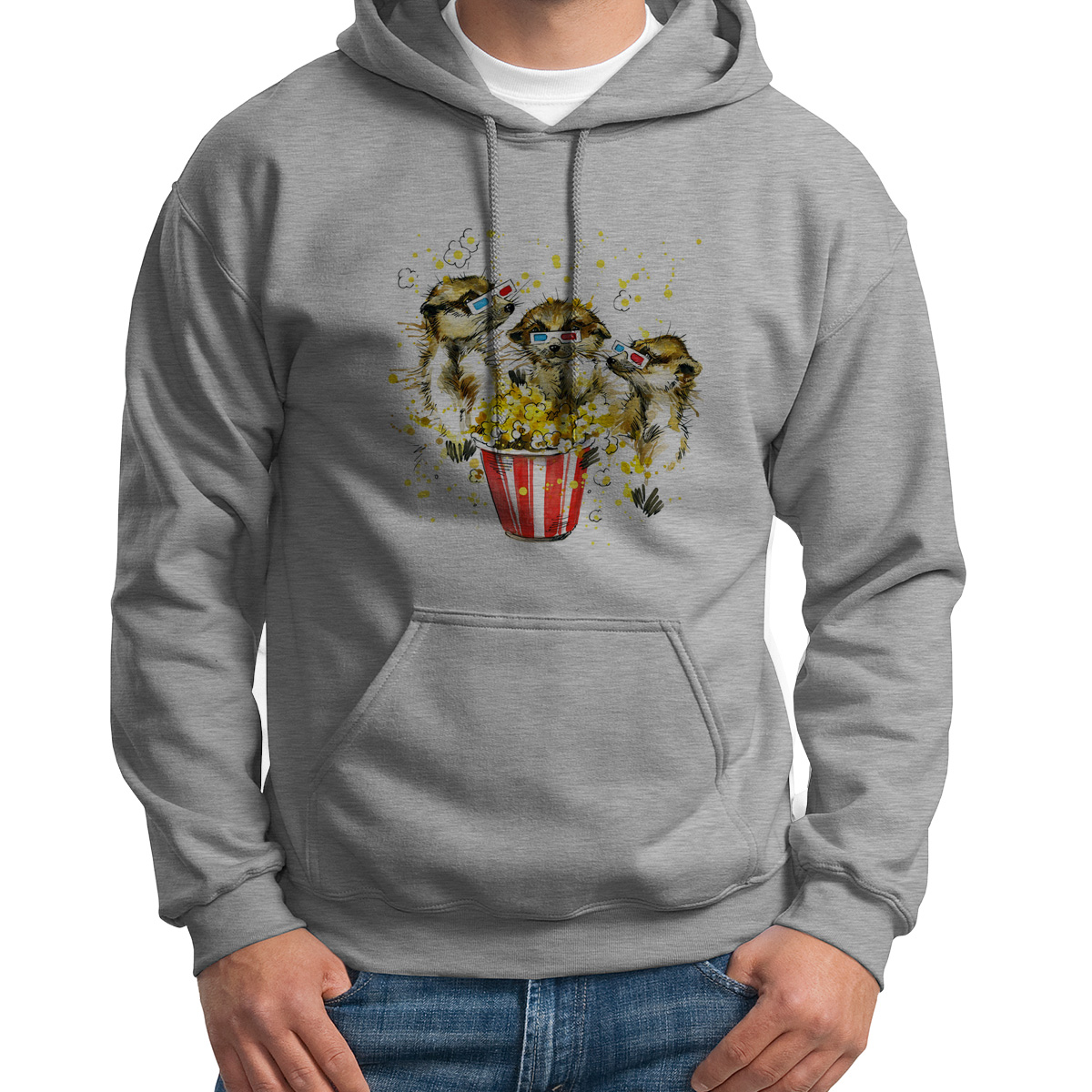 

Худи унисекс CoolPodarok Животные Хорьки с попкорном белое 48 RU, CX48S015487